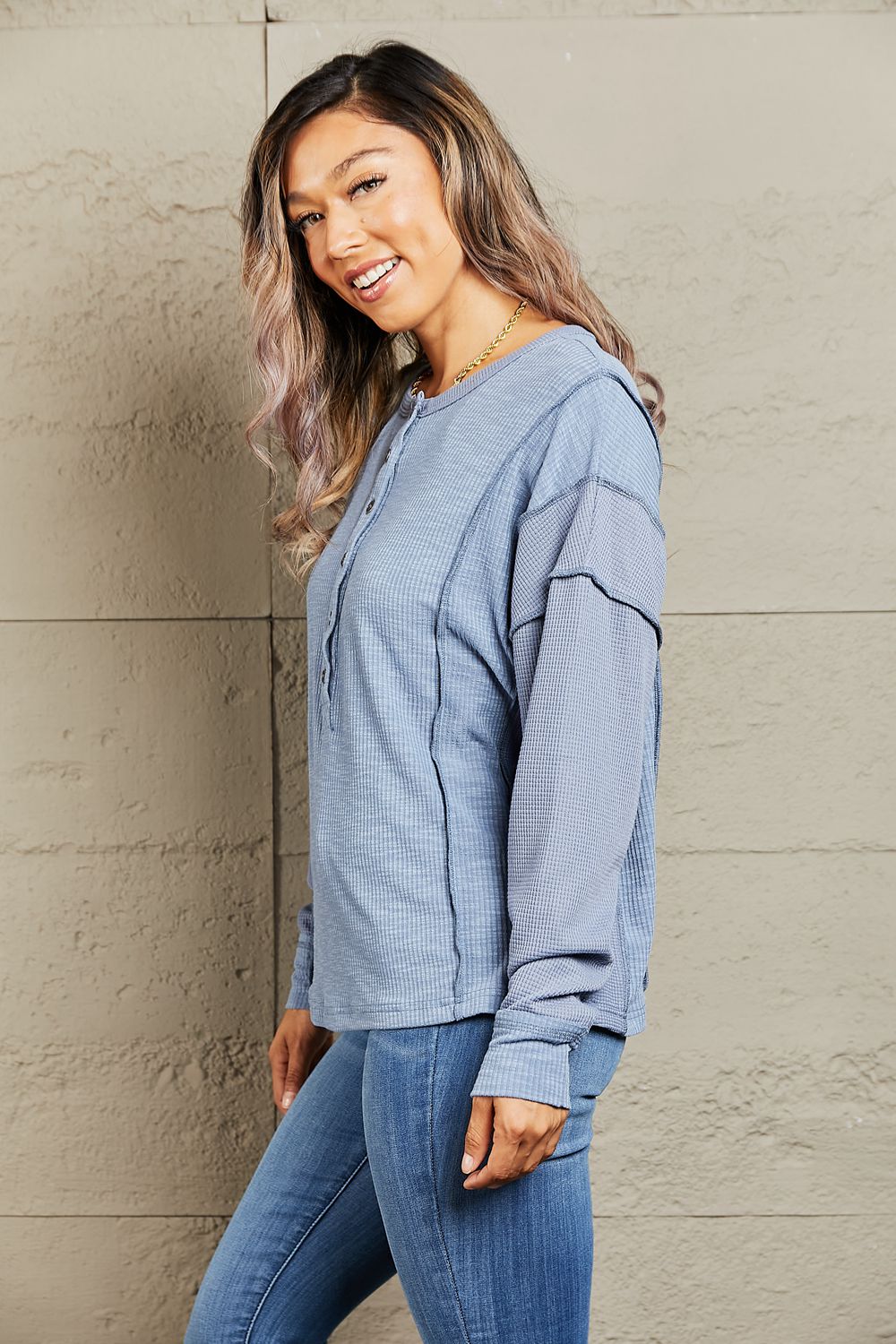 HEYSON Understand me Full Size Oversized Henley Top - AllIn Computer
