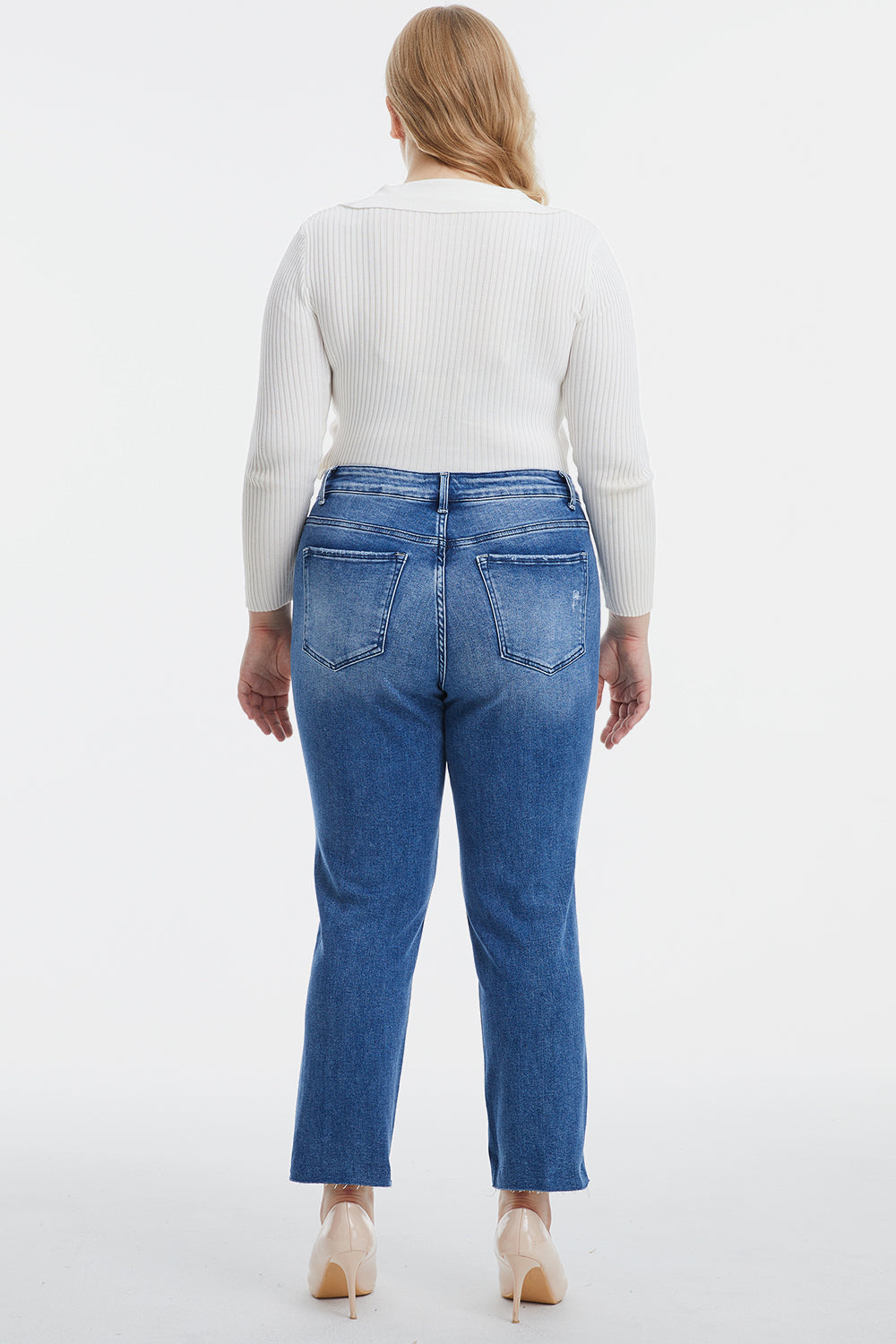 BAYEAS Full Size High Waist Distressed Cat's Whiskers Straight Jeans - AllIn Computer