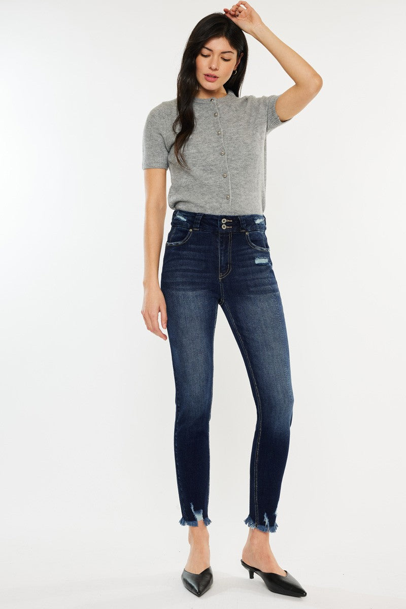 Kancan Full Size Cat's Whiskers Raw Hem High Waist Jeans - AllIn Computer