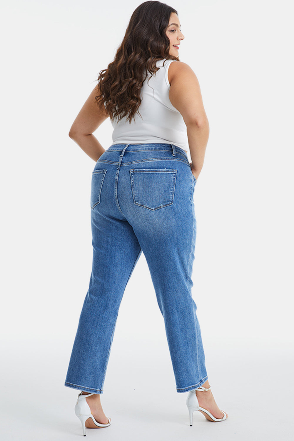 BAYEAS Full Size High Waist Raw Hem Straight Jeans - AllIn Computer