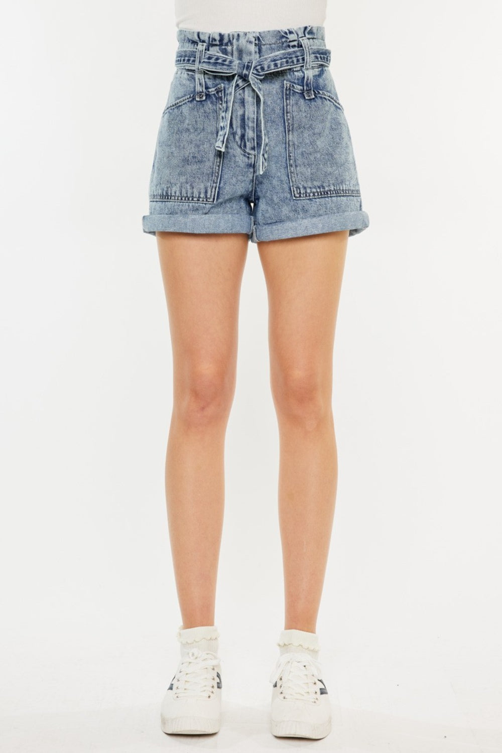 Kancan Ultra High Rise Paperbag Denim Shorts - AllIn Computer