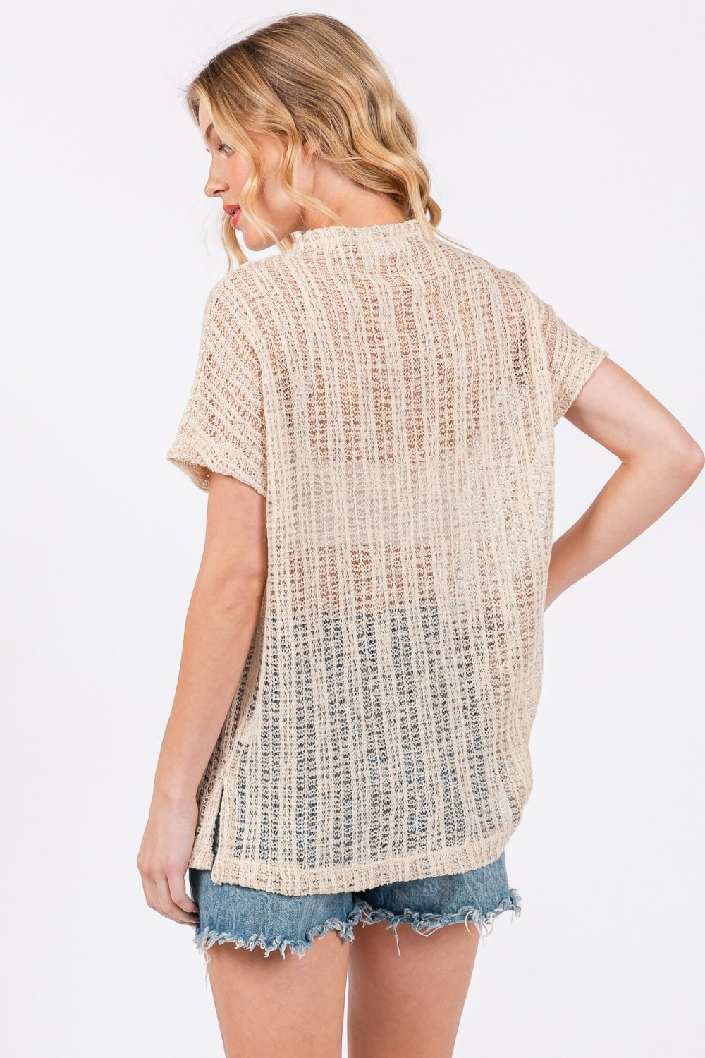 Ces Femme See Through Crochet Mock Neck Cover Up - AllIn Computer