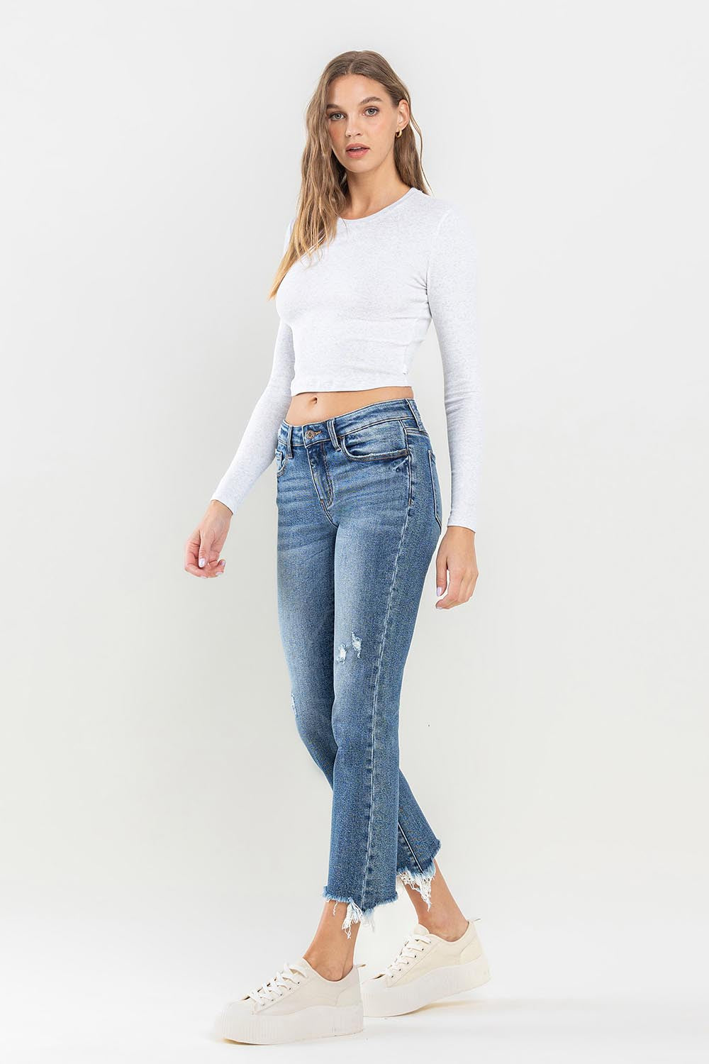 Lovervet Mid Rise Frayed Hem Jeans - AllIn Computer