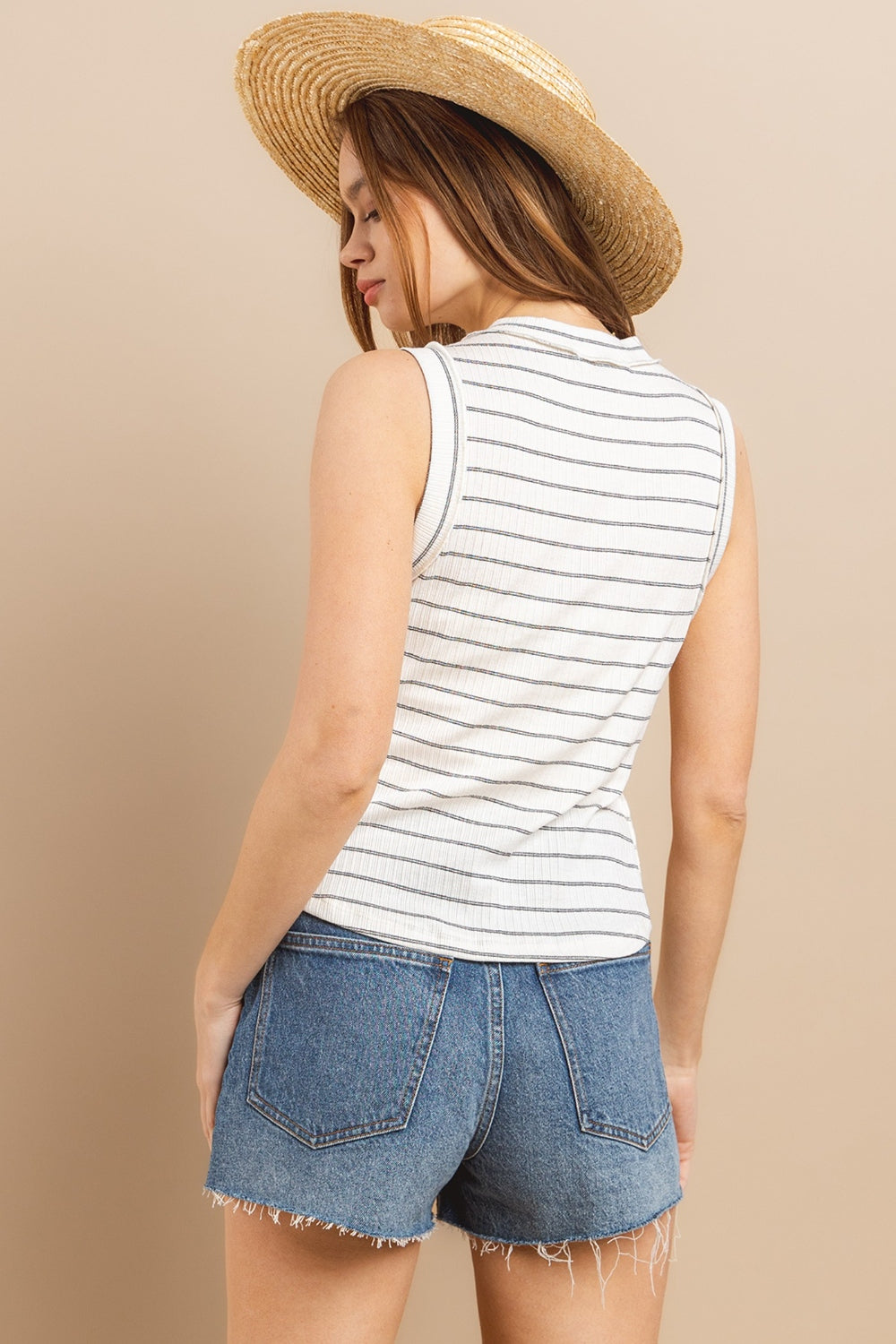 Ces Femme Striped Round Neck Tank - AllIn Computer