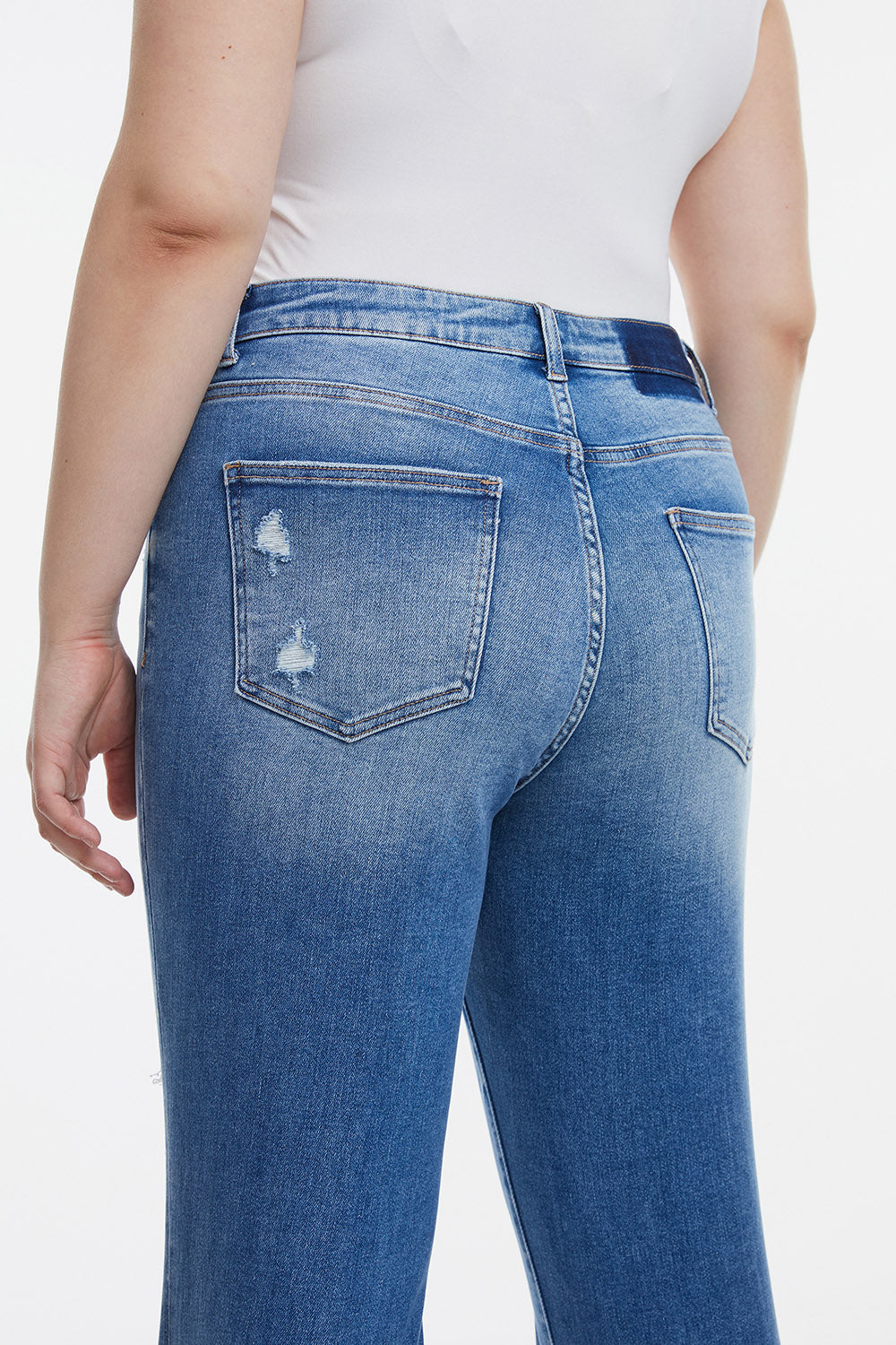 BAYEAS Full Size Mid Waist Distressed Ripped Straight Jeans - AllIn Computer