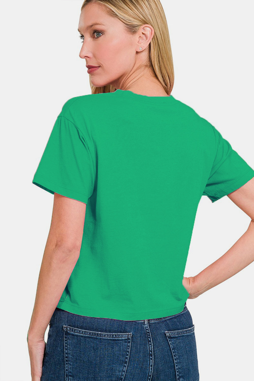 Zenana Round Neck Short Sleeve Cropped T-Shirt - AllIn Computer