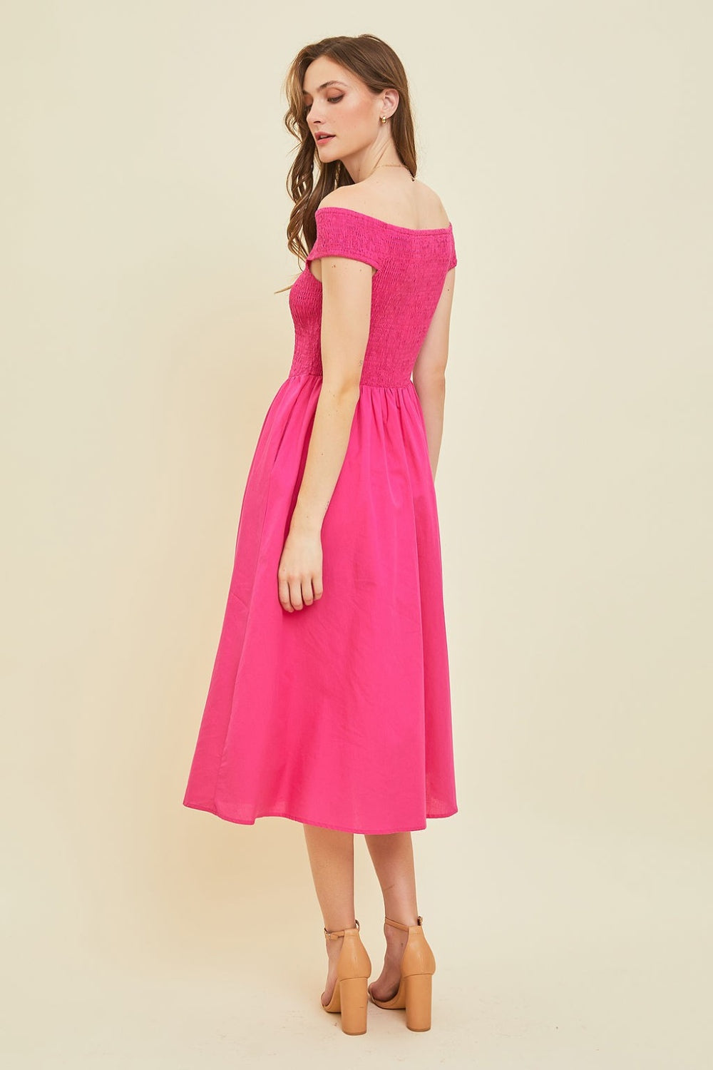 HEYSON Off-Shoulder Smocked Midi Dress - AllIn Computer