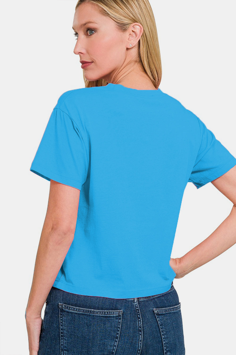 Zenana Round Neck Short Sleeve Cropped T-Shirt - AllIn Computer