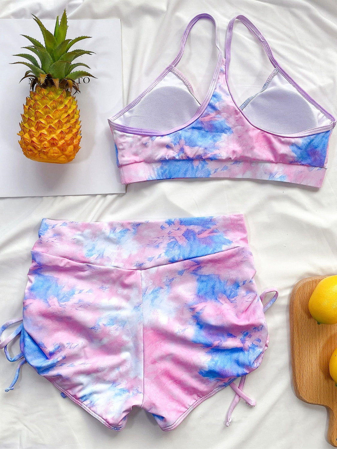 Tie-Dye Spaghetti Strap Top and Drawstring Shorts Swim Set - AllIn Computer