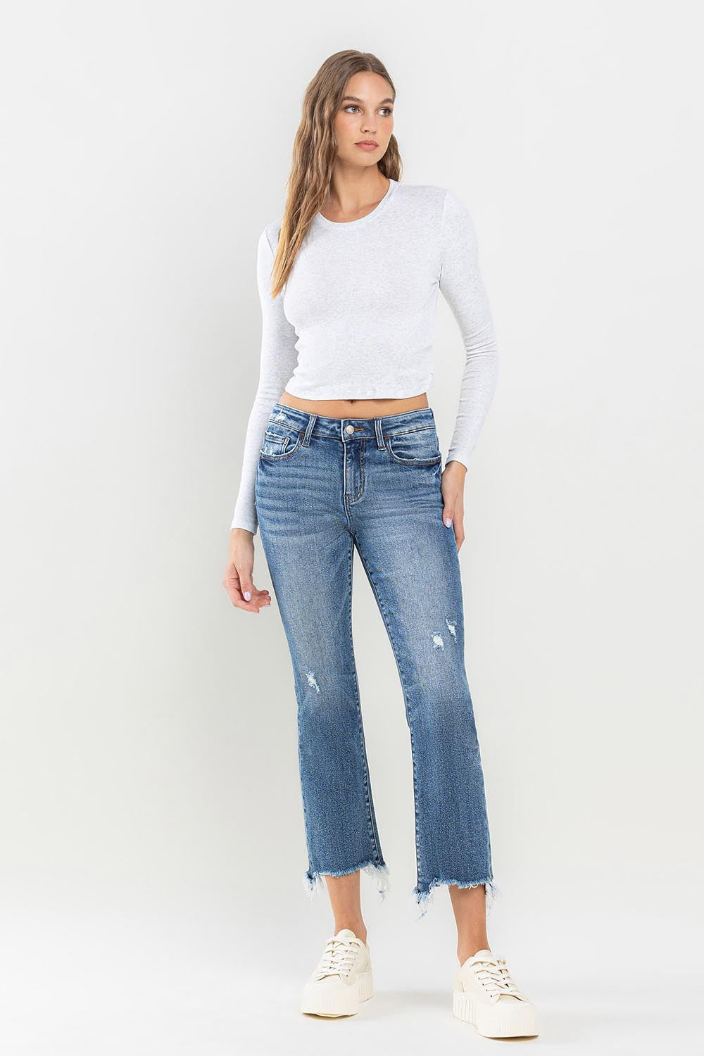 Lovervet Mid Rise Frayed Hem Jeans - AllIn Computer