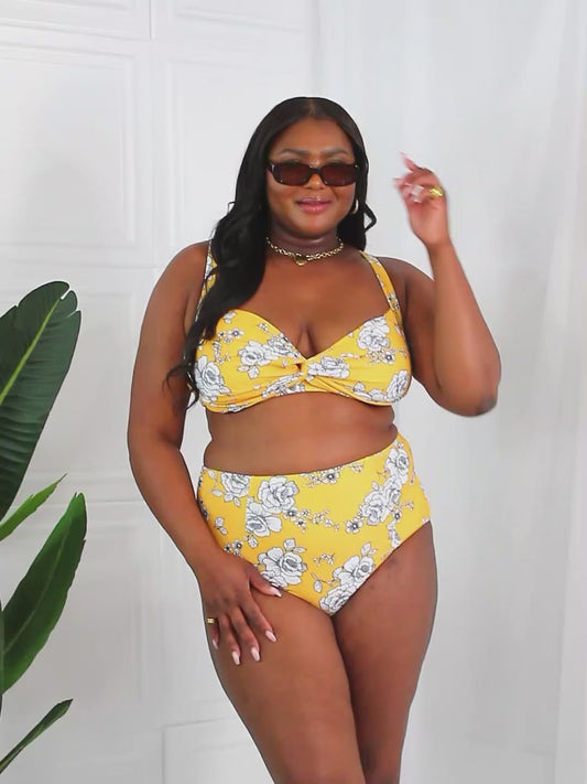 Marina West Swim Take A Dip Twist High-Rise Bikini in Mustard