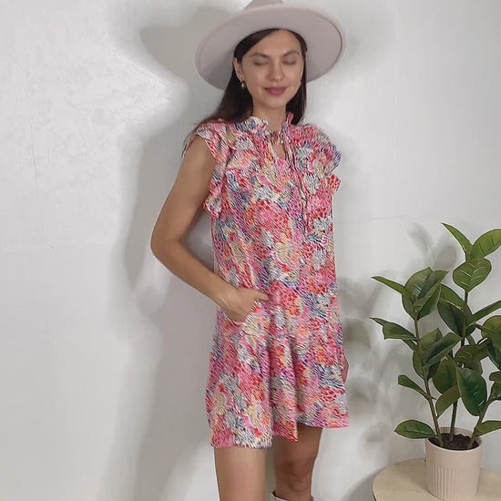  dress, dresses, tie neck, cap sleeve, all in computer, allin computer, women's clothing, women's clothing store