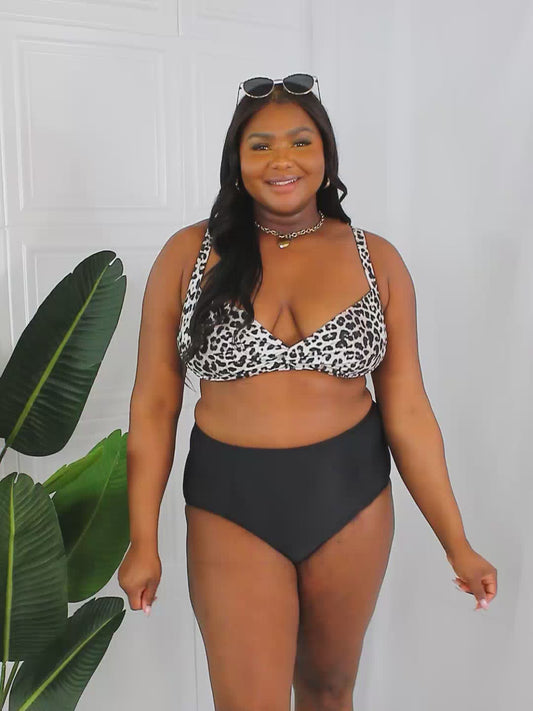 Marina West Swim Take A Dip Twist High-Rise Bikini in Leopard