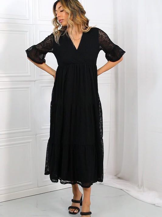 lace detail, dress, dresses, tiered dress, tiered dresses, full size, plus size, women's clothing, women's clothing store