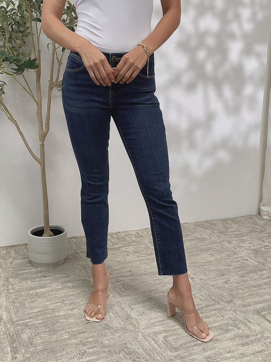 BAYEAS Full Size Raw Hem Straight Jeans