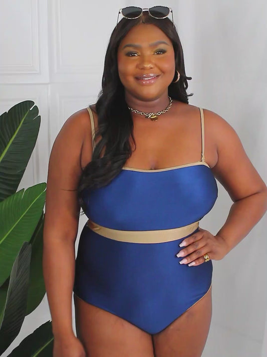 Marina West Swim Wave Break Contrast Trim One-Piece