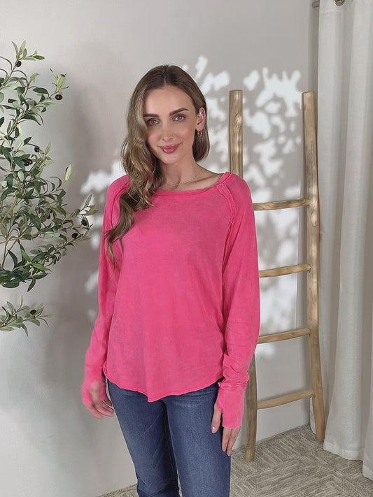 Zenana Round Neck Long Sleeve Top