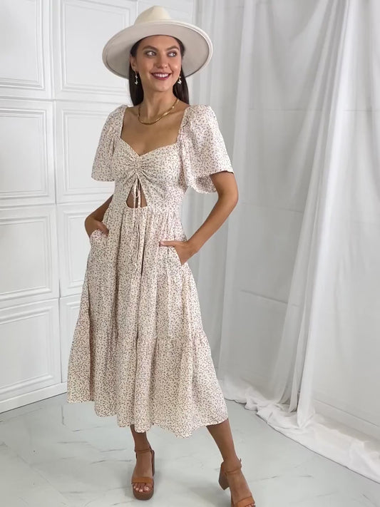 HEYSON Let It Grow Full Size Floral Tiered Ruffle Midi Dress