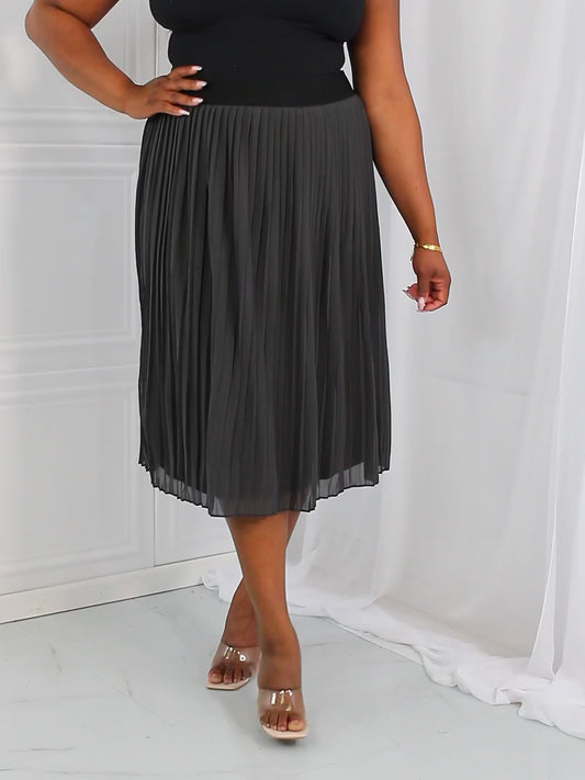 Zenana Full Size Romantic At Heart Pleated Chiffon Midi Skirt