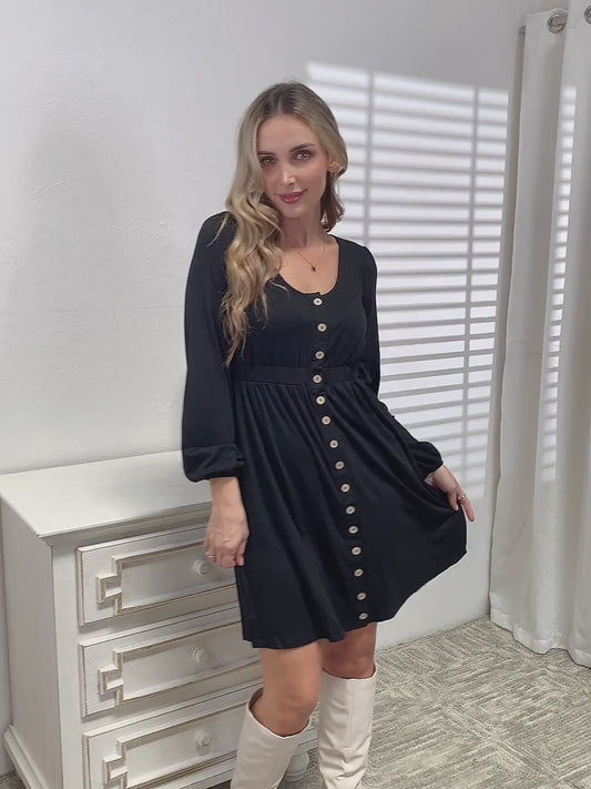 Double Take Scoop Neck Empire Waist Long Sleeve Magic Dress