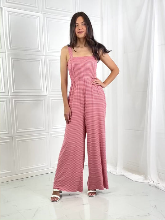 Zenana Only Exception Full Size Striped Jumpsuit