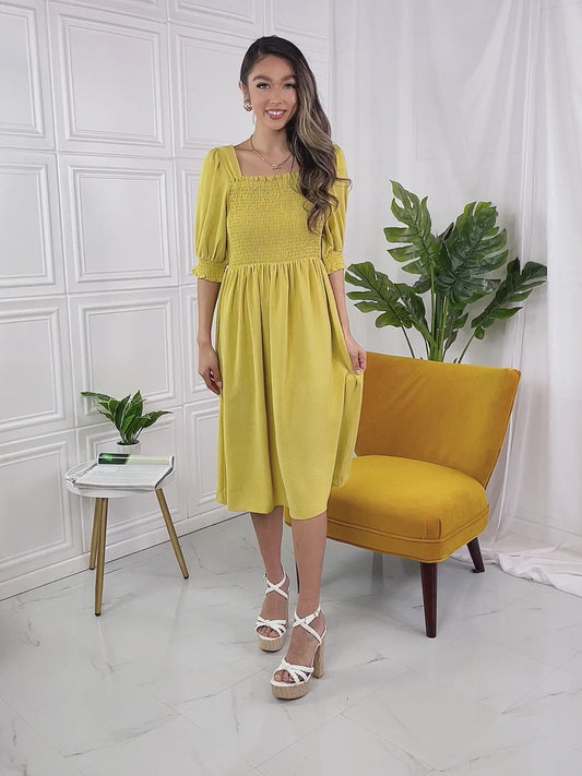 ODDI Full Size Love You Forever Square Neck Midi Dress