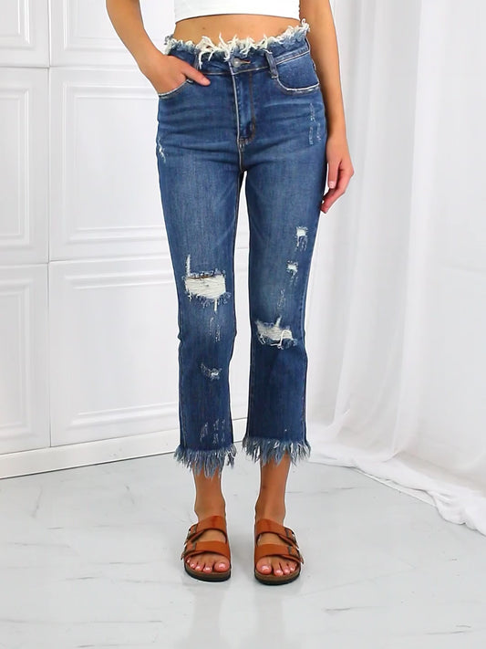 RISEN Full Size Undone Chic Straight Leg Jeans