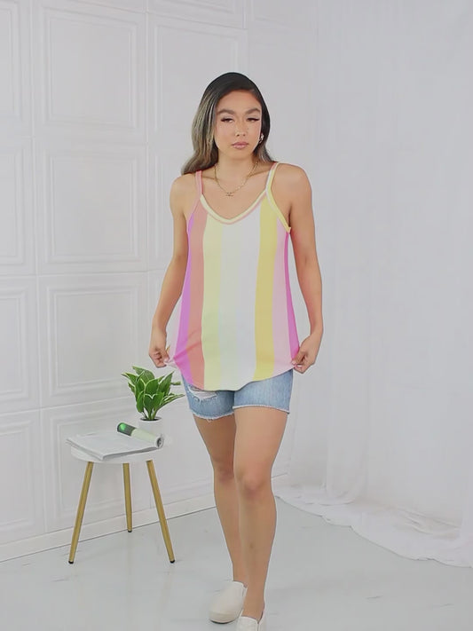 BOMBOM Saltwater Taffy Vertical Stripe Tank Top