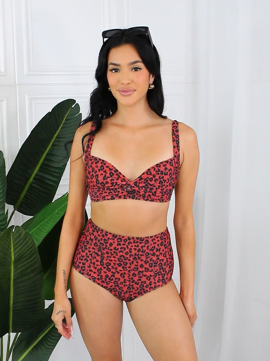 Marina West Swim Take A Dip Twist High-Rise Bikini in Ochre