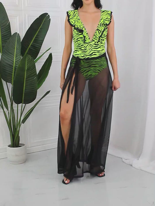 Marina West Swim Beach Is My Runway Mesh Wrap Maxi Cover-Up Skirt