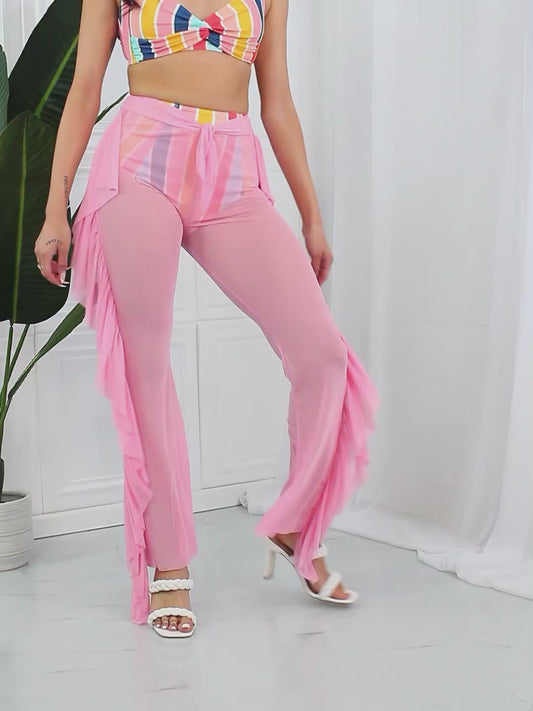 Marina West Swim Take Me To The Beach Mesh Ruffle Cover-Up Pants