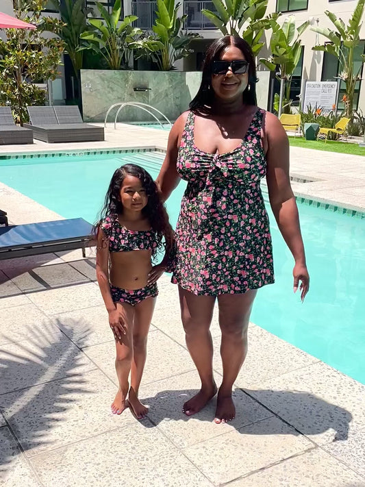 Marina West Swim Full Size Clear Waters Swim Dress in Black Roses