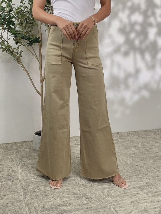 BAYEAS Raw Hem Wide Leg Jeans
