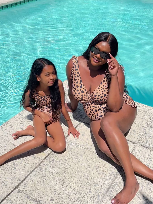 Marina West Swim Full Size Float On Ruffle Faux Wrap One-Piece in Leopard