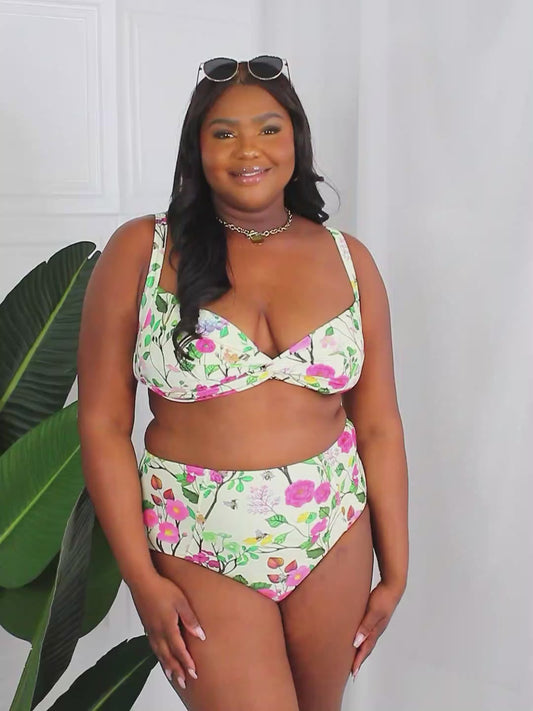 Marina West Swim Take A Dip Twist High-Rise Bikini in Cream