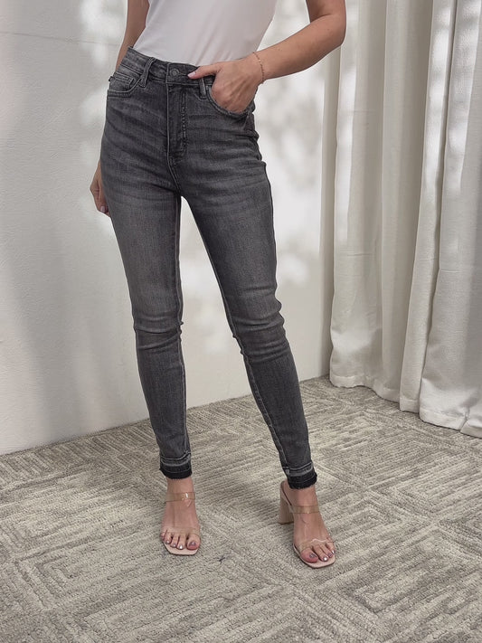 Judy Blue Full Size High Waist Tummy Control Release Hem Skinny Jeans