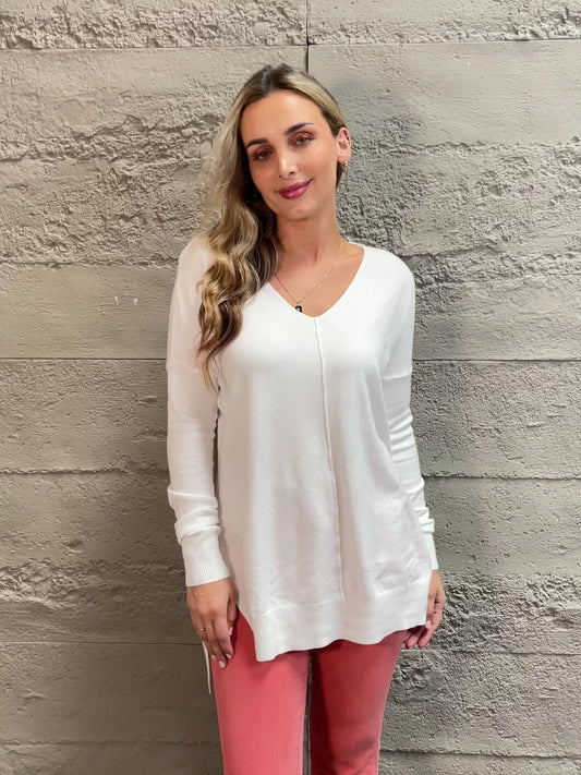 Zenana Sweater Weather Full Size Center Seam Tunic Sweater