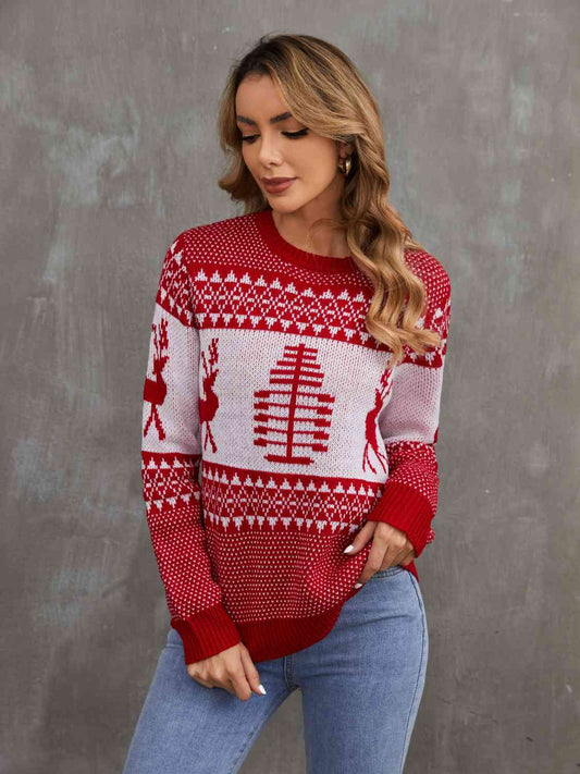 Christmas Theme Round Neck Sweater - AllIn Computer