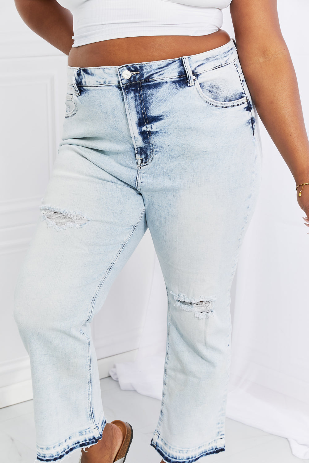 RISEN Full Size Camille Acid Wash Crop Straight Jeans - AllIn Computer