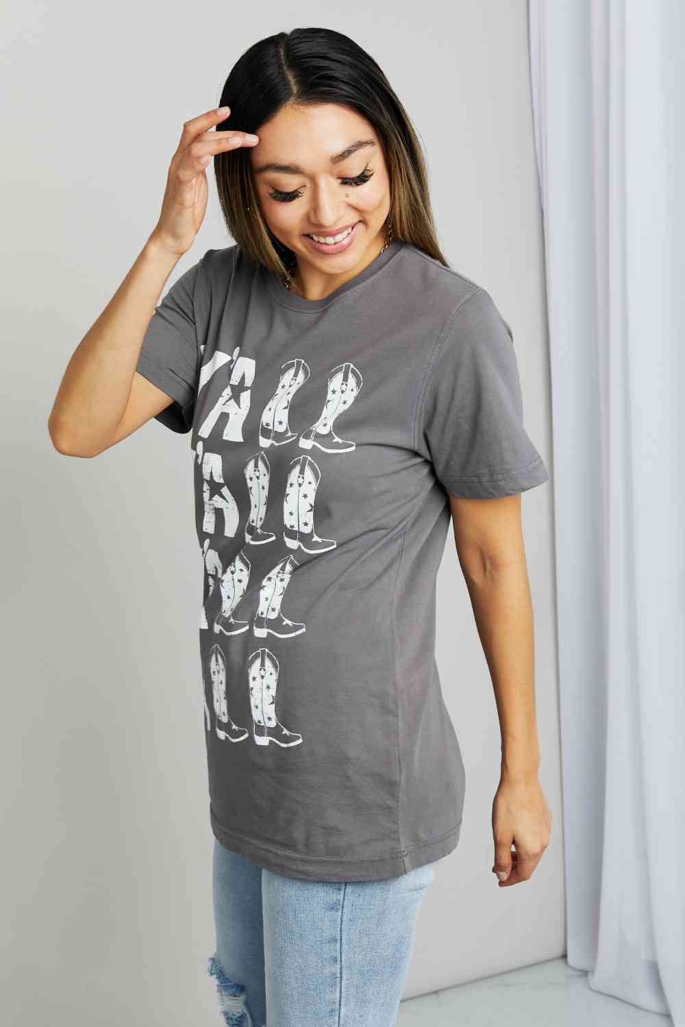 mineB Full Size Y'ALL Cowboy Boots Graphic Tee - AllIn Computer