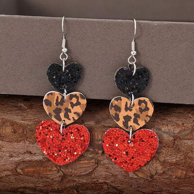 Heart Leather Drop Earrings - AllIn Computer