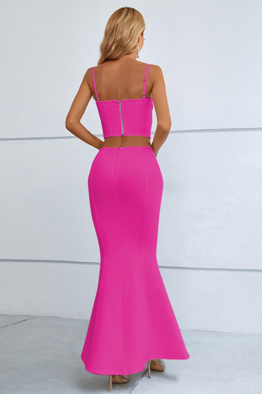 Cutout Seam Detail Cami and Fishtail Skirt Set - AllIn Computer