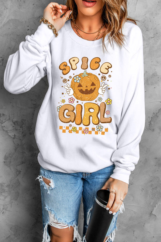 Round Neck Long Sleeve SPICE GIRL Graphic Sweatshirt - AllIn Computer