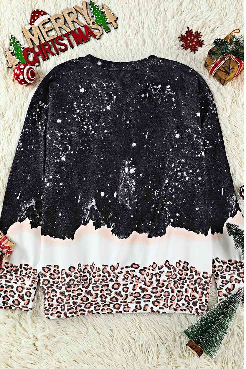 LET IT SNOW Graphic Leopard Sweatshirt - AllIn Computer
