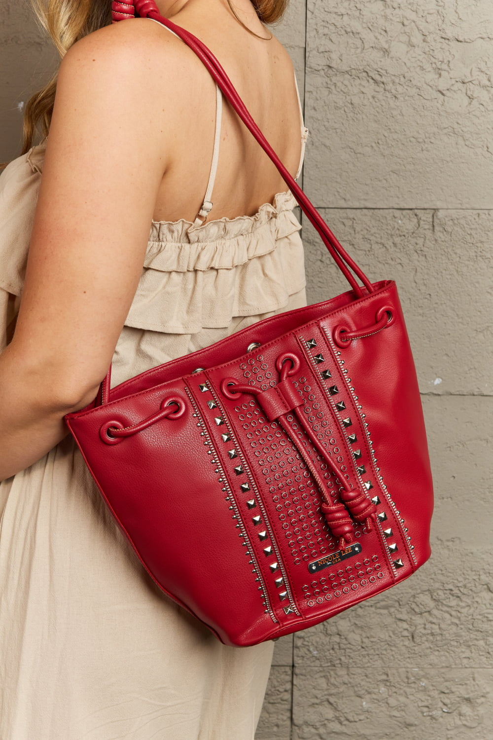 Nicole Lee USA Amy Studded Bucket Bag - AllIn Computer
