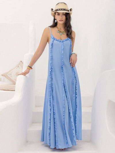 Frill Scoop Neck Maxi Cami Dress - AllIn Computer