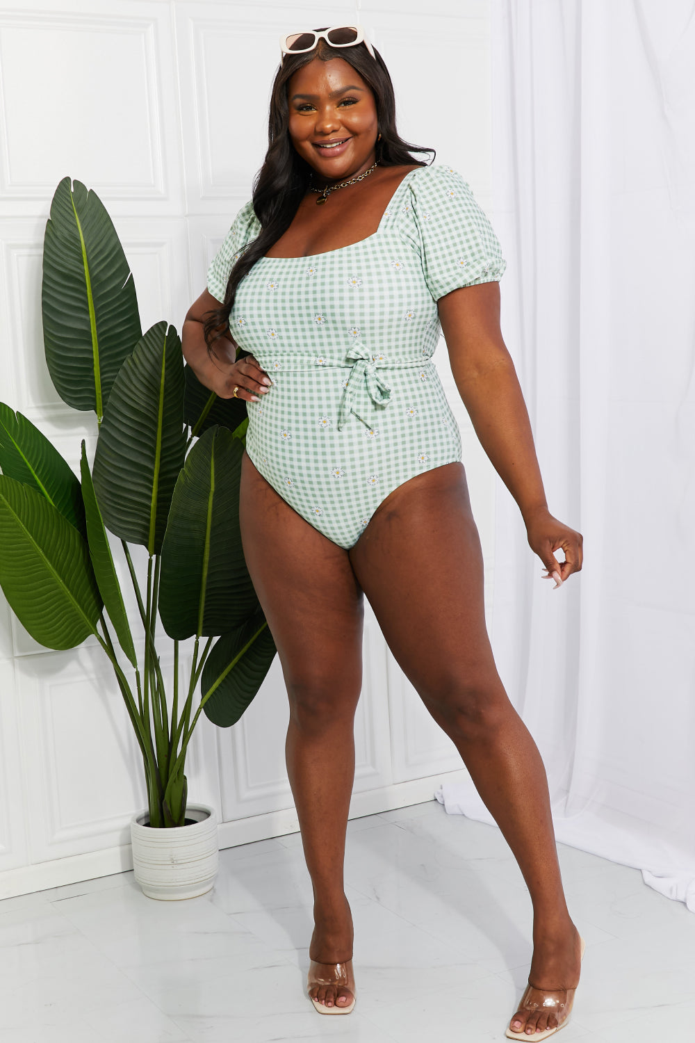 Marina West Swim Salty Air Puff Sleeve One-Piece in Sage - AllIn Computer