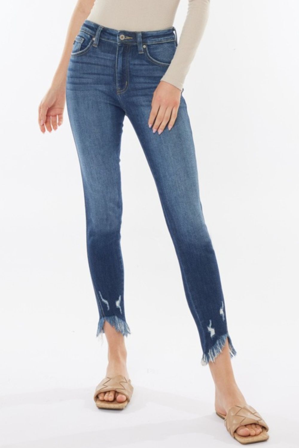 Kancan Raw Hem High Waist Cropped Jeans - AllIn Computer