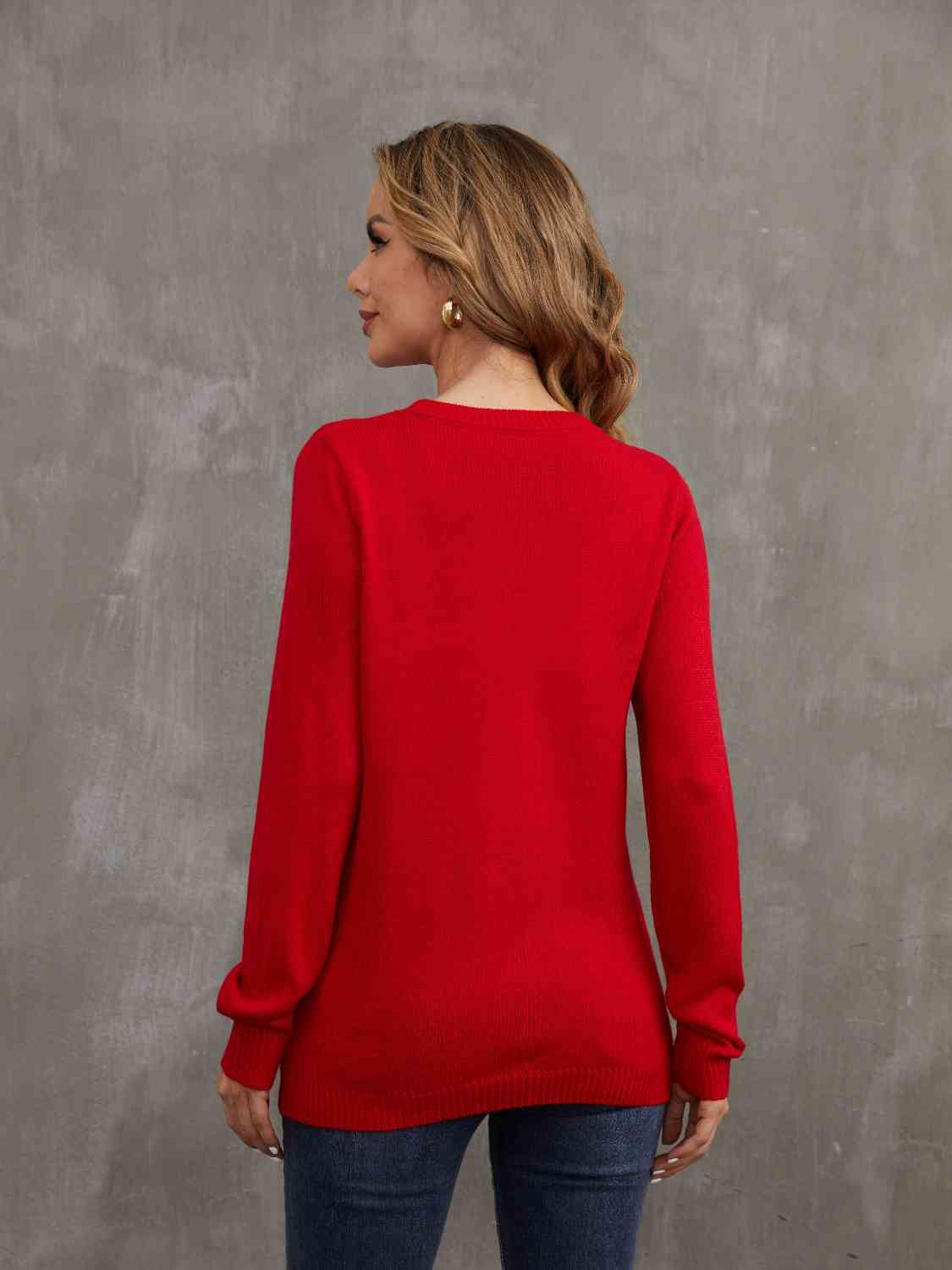 Sequin Reindeer Graphic Sweater - AllIn Computer