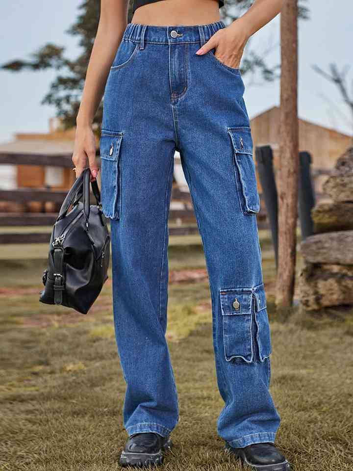Straight Leg Cargo Jeans - AllIn Computer